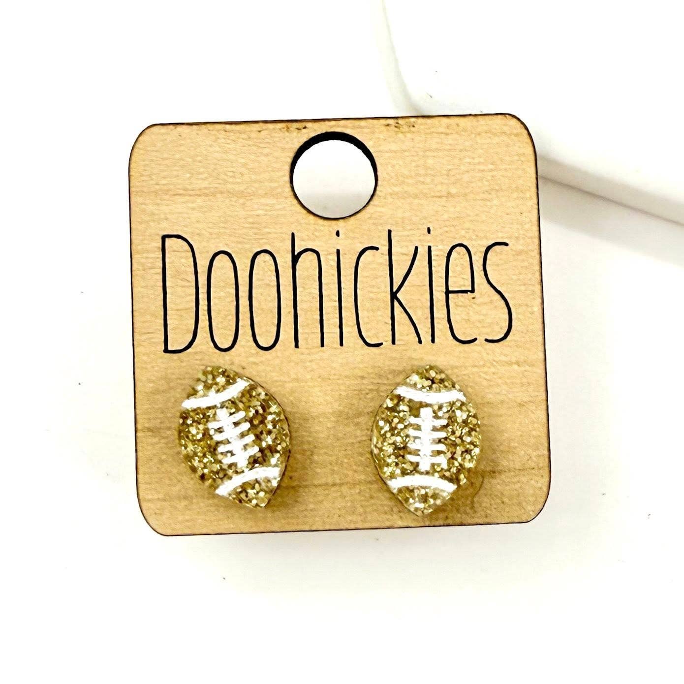 School Spirit Glitter Football Studs - Custom Spirit Earrings - 9 Color Options