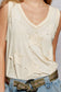 V-neck Sleeveless Front Star Patches Solid Basic Top SALE