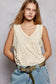 V-neck Sleeveless Front Star Patches Solid Basic Top SALE