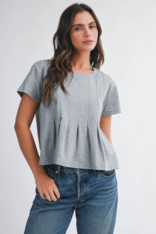 8613HK Pleated Swing Tee Top