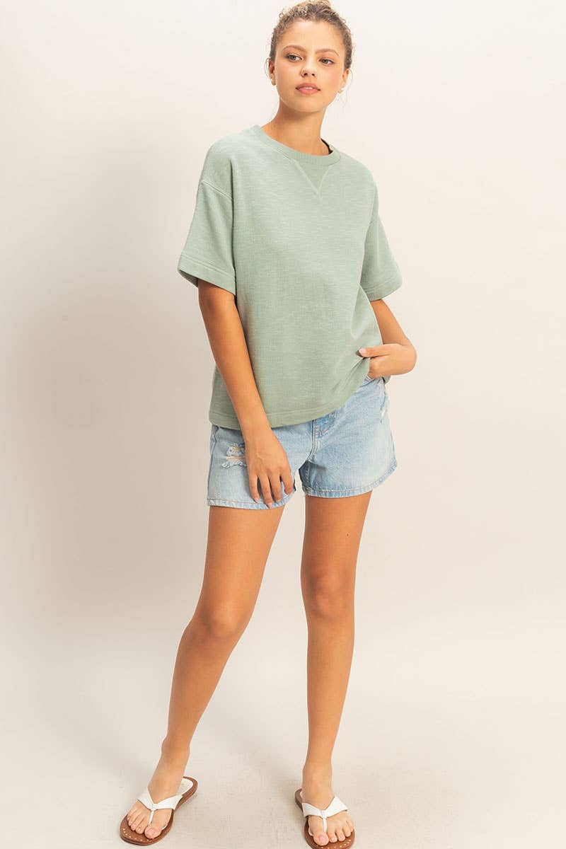 Crew Neck Short Sleeve Top