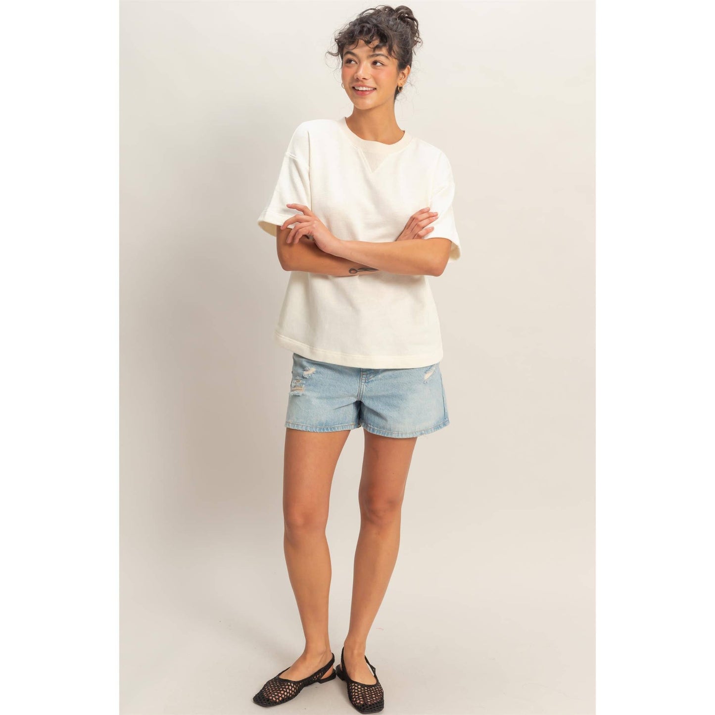 Crew Neck Short Sleeve Top