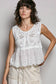 Boho Crochet Ribbon Motif Scalloped Trim Sleeveless Top