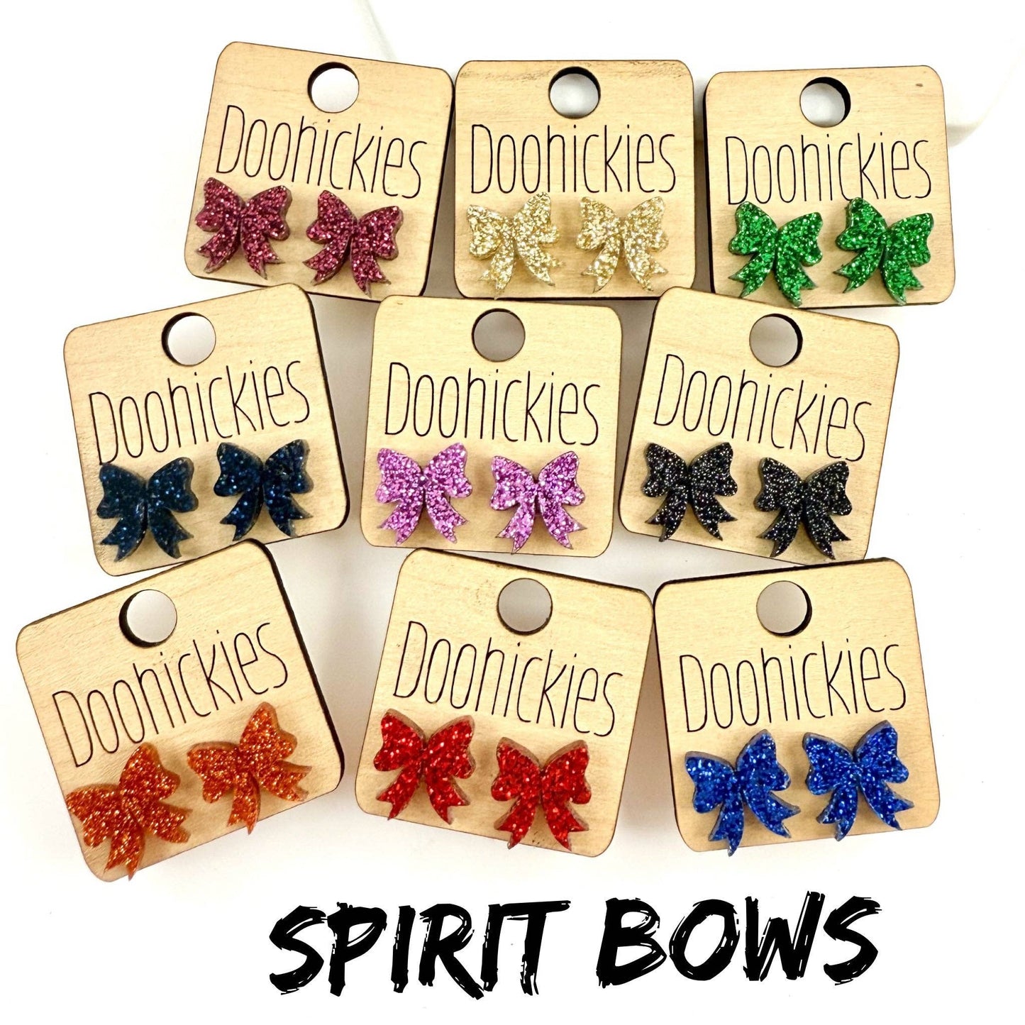 Glitter Bow Stud Earrings | Custom School Color Bow Earrings | 10 Color Options