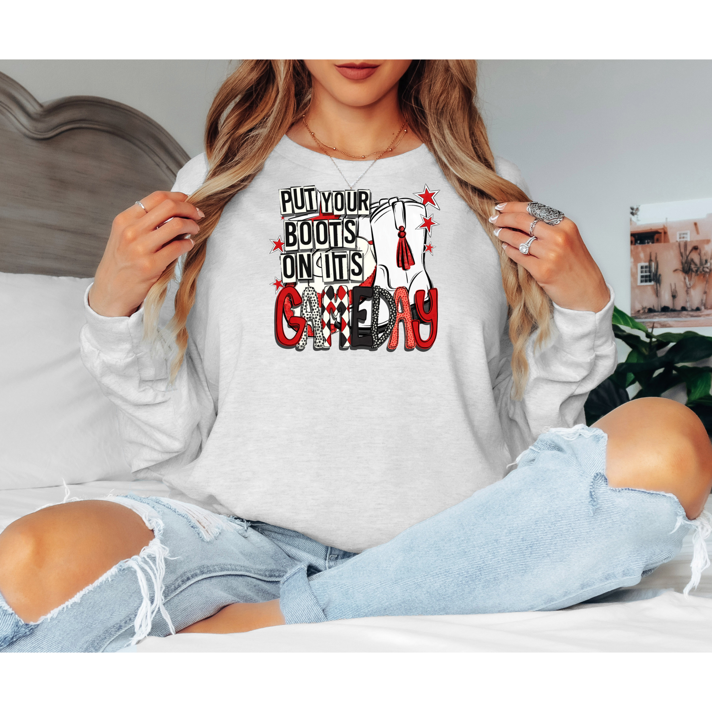 Magic Belles “Put Your Boots On, It’s Gameday” ! Gildan Unisex Ultra Cotton® Long Sleeve T-Shirt – 2400