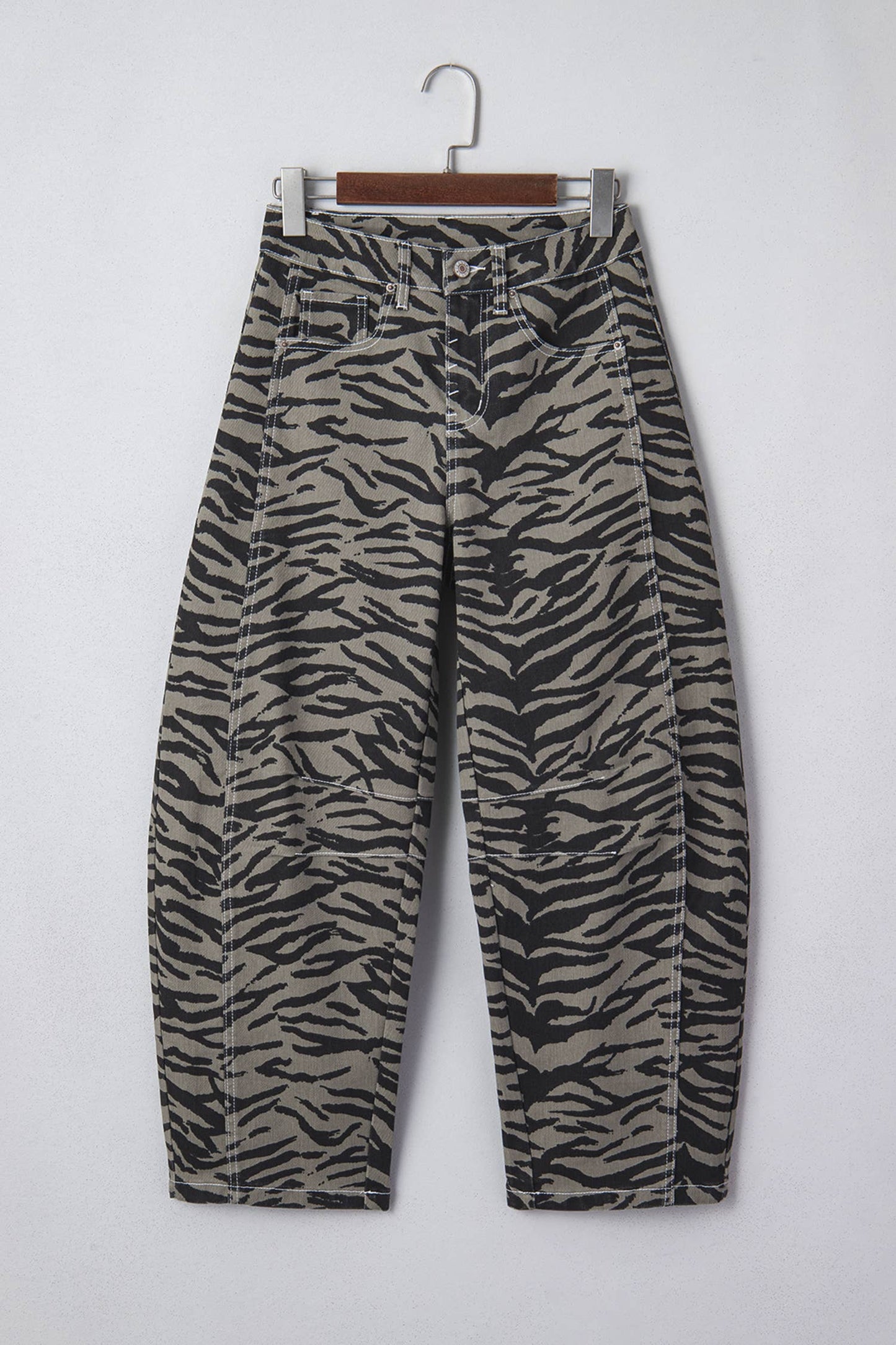 Spring 2026 Western Zebra Stripe Printed Wide Leg Jeans