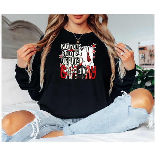 Magic Belles “Put Your Boots On, It’s Gameday” ! Gildan Unisex Ultra Cotton® Long Sleeve T-Shirt – 2400