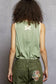 V-neck Sleeveless Front Star Patches Solid Basic Top SALE