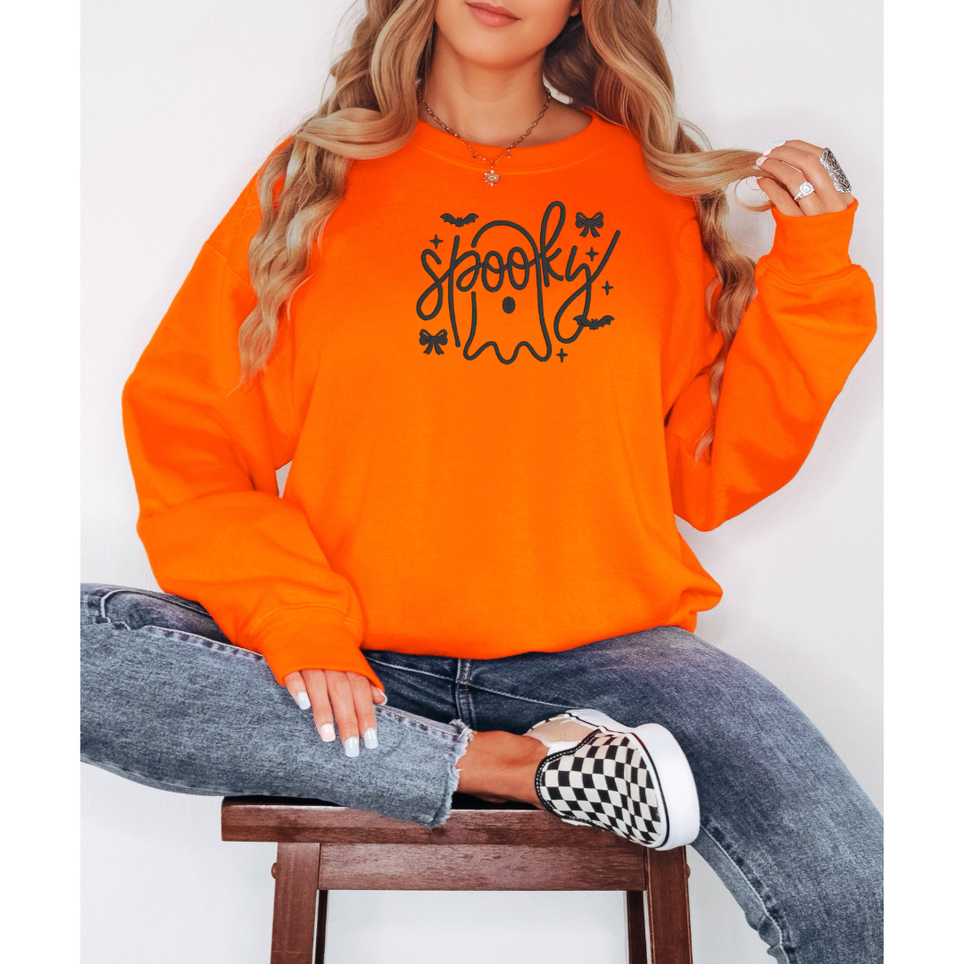 Embroidered “Spooky” Ghost Sweatshirt