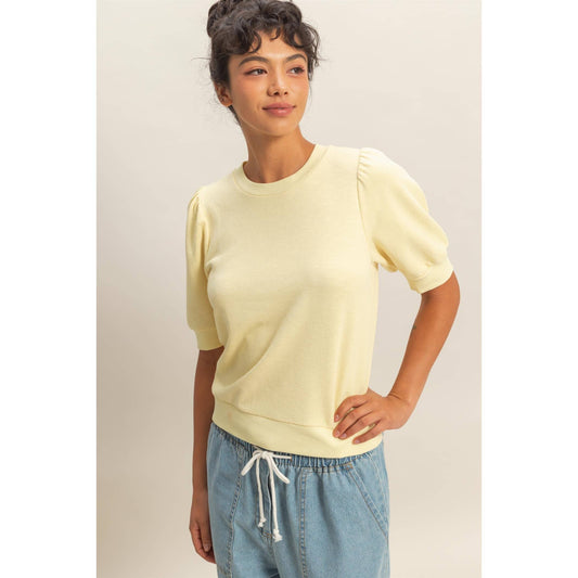 Puff Short Sleeve Crew Neck Top