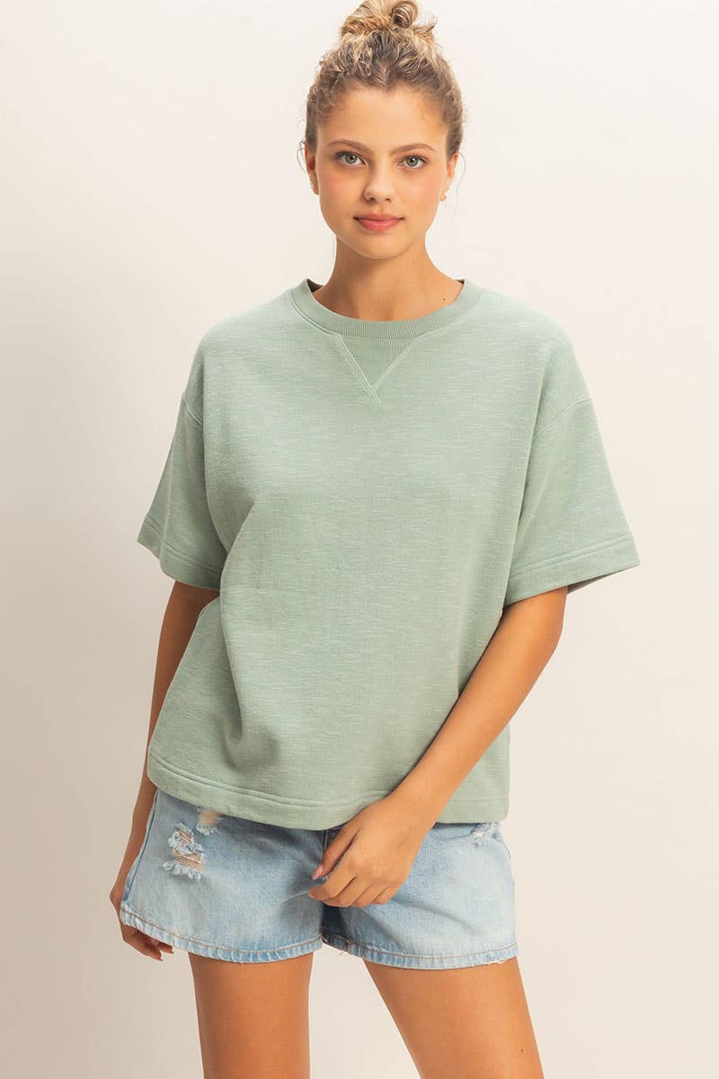 Crew Neck Short Sleeve Top