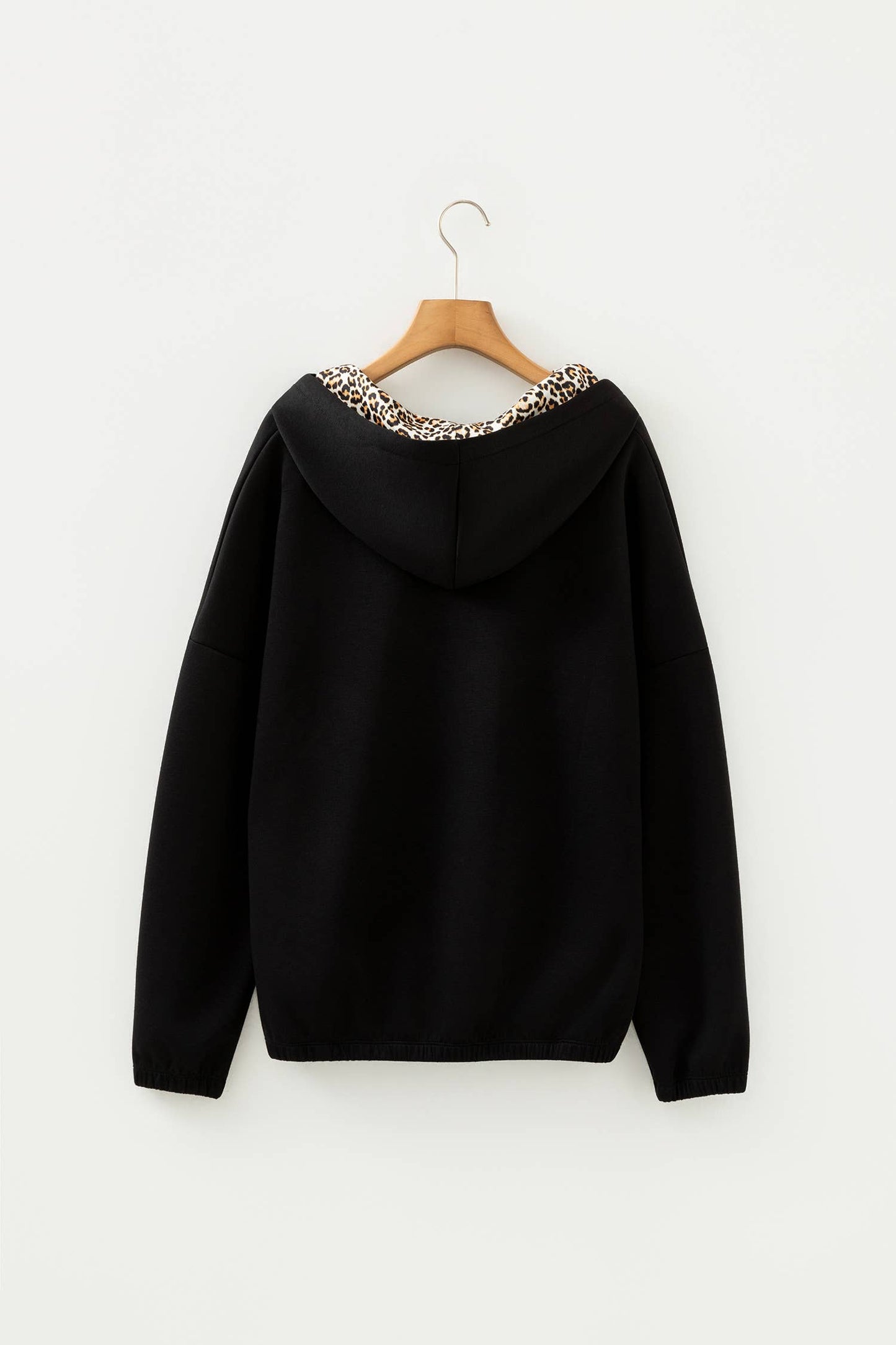 Spring 2026 Leopard Contrast Drawstring Hood Top (S-XL)