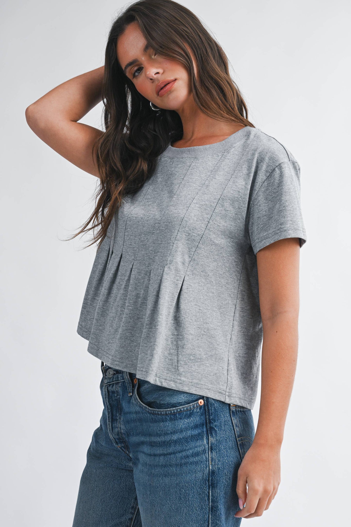 8613HK Pleated Swing Tee Top
