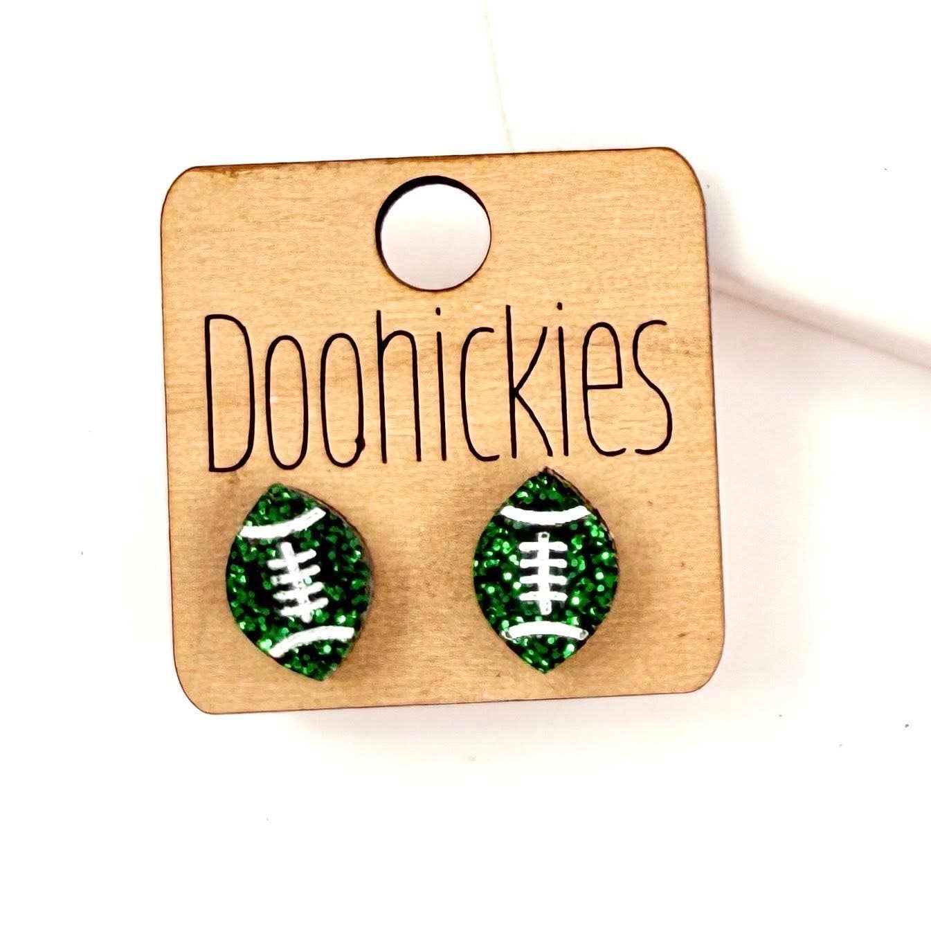 School Spirit Glitter Football Studs - Custom Spirit Earrings - 9 Color Options