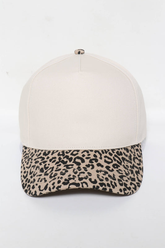 5 Panels with Leopard Print Brim 5 Panel Caps