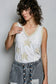 V-neck Sleeveless Front Star Patches Solid Basic Top SALE