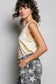 V-neck Sleeveless Front Star Patches Solid Basic Top SALE