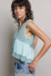Sleeveless contrast thermal cropped babydoll top SALE