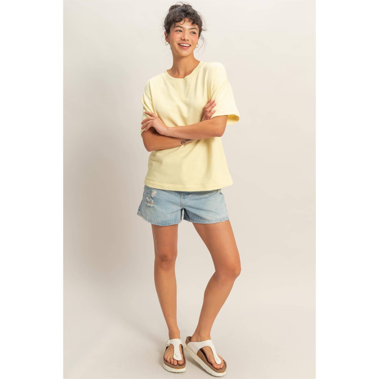 Crew Neck Short Sleeve Top