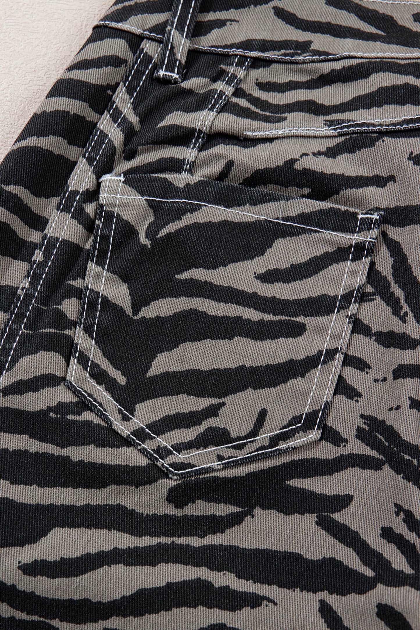 Spring 2026 Western Zebra Stripe Printed Wide Leg Jeans