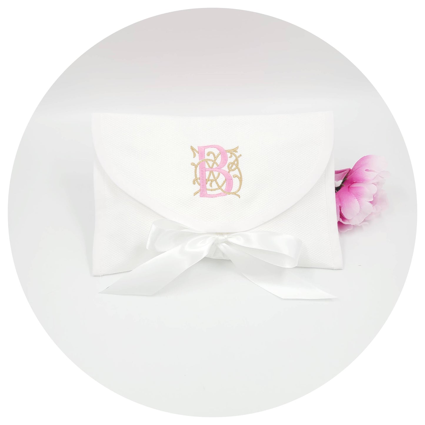 White Cotton Pique Envelope Bag