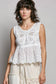 Boho Crochet Ribbon Motif Scalloped Trim Sleeveless Top