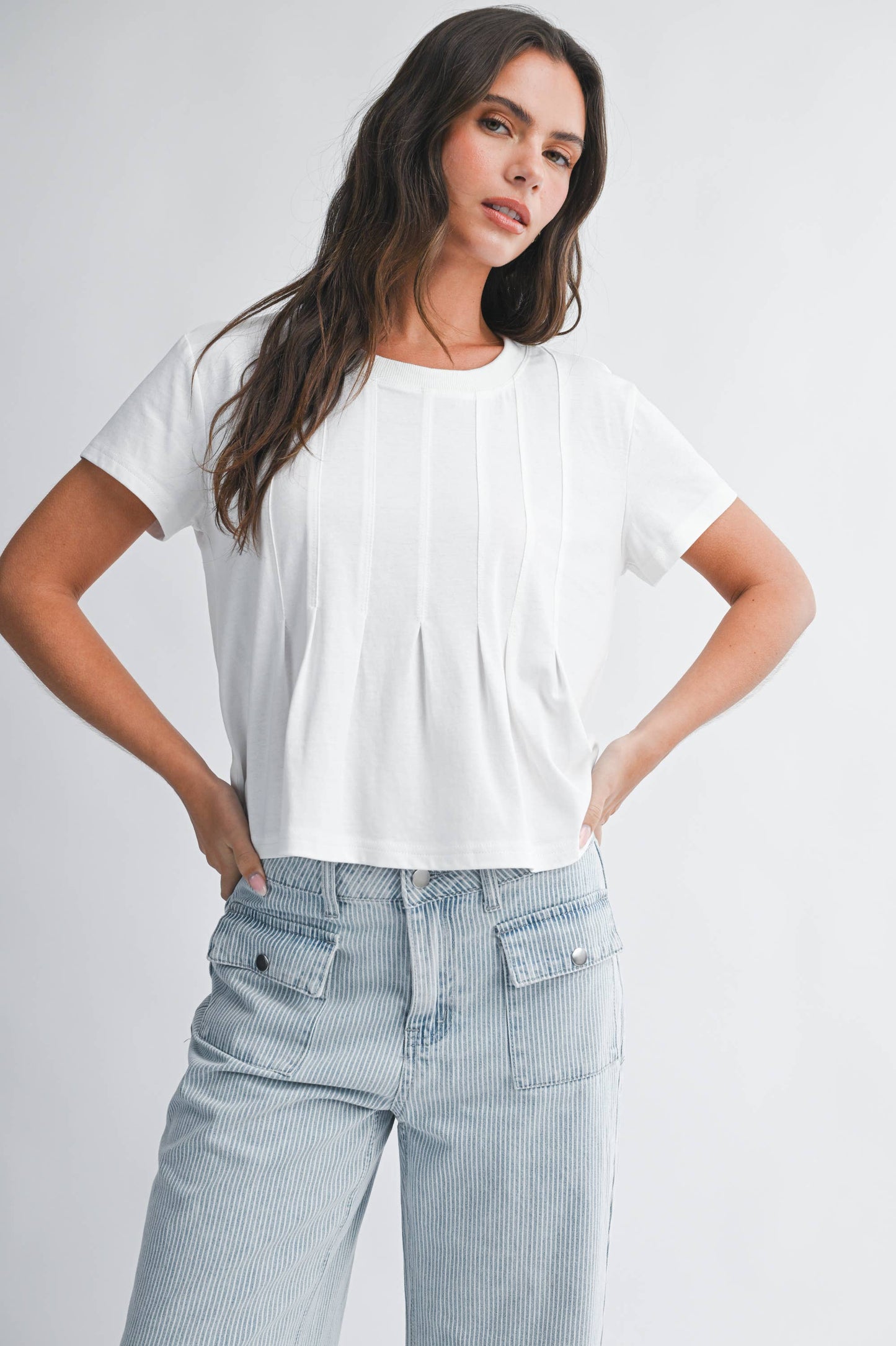 8613HK Pleated Swing Tee Top