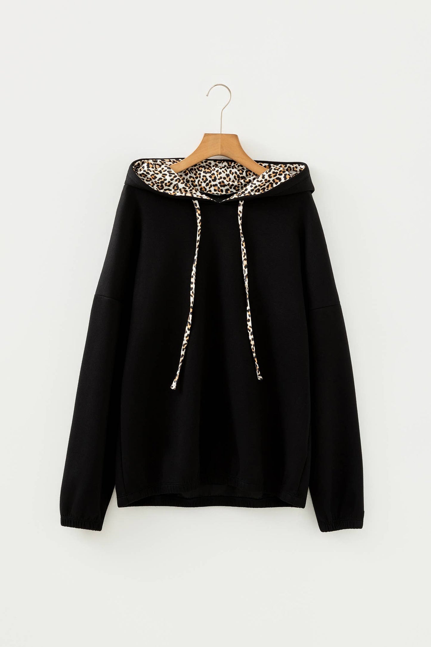 Spring 2026 Leopard Contrast Drawstring Hood Top (S-XL)