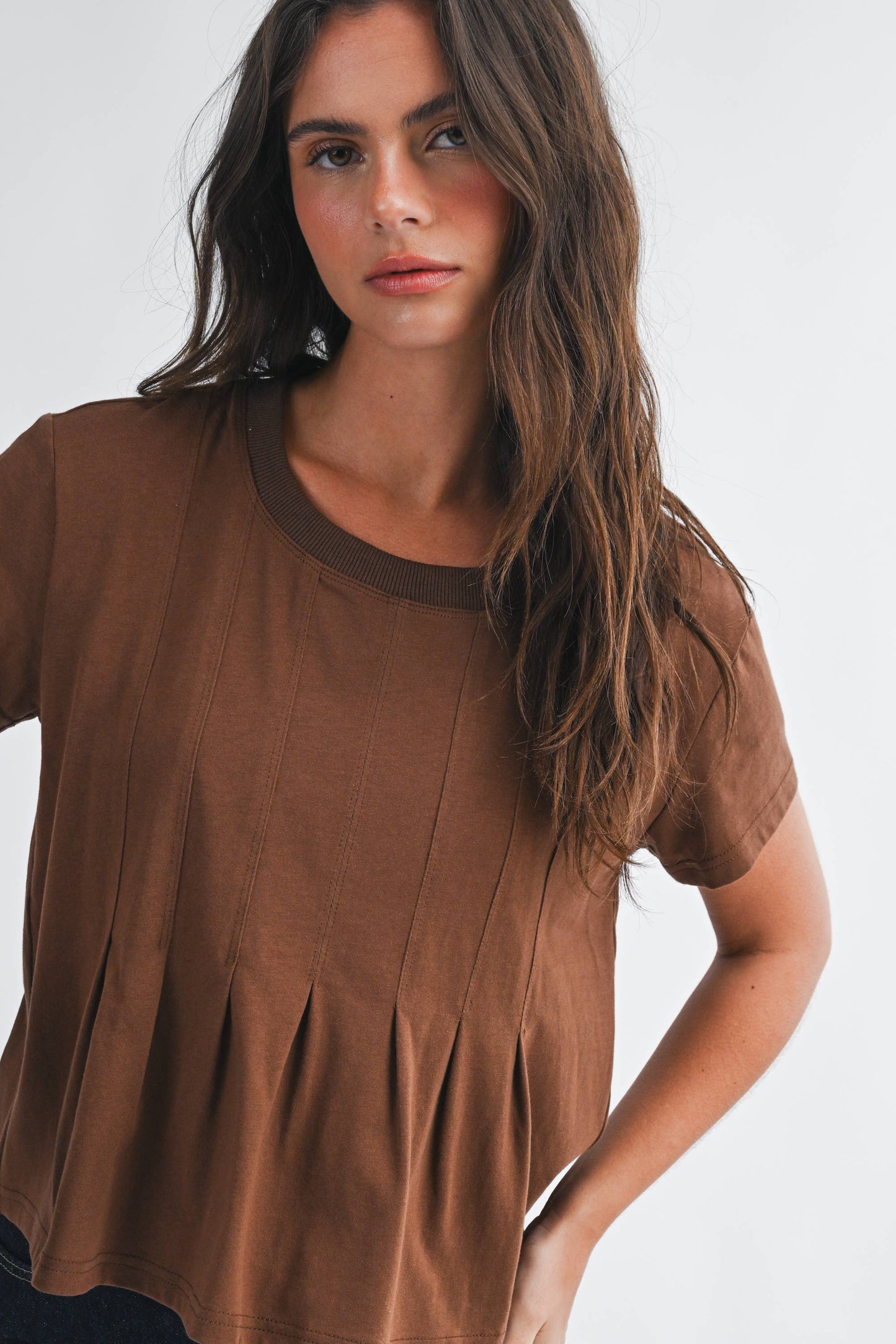 8613HK Pleated Swing Tee Top
