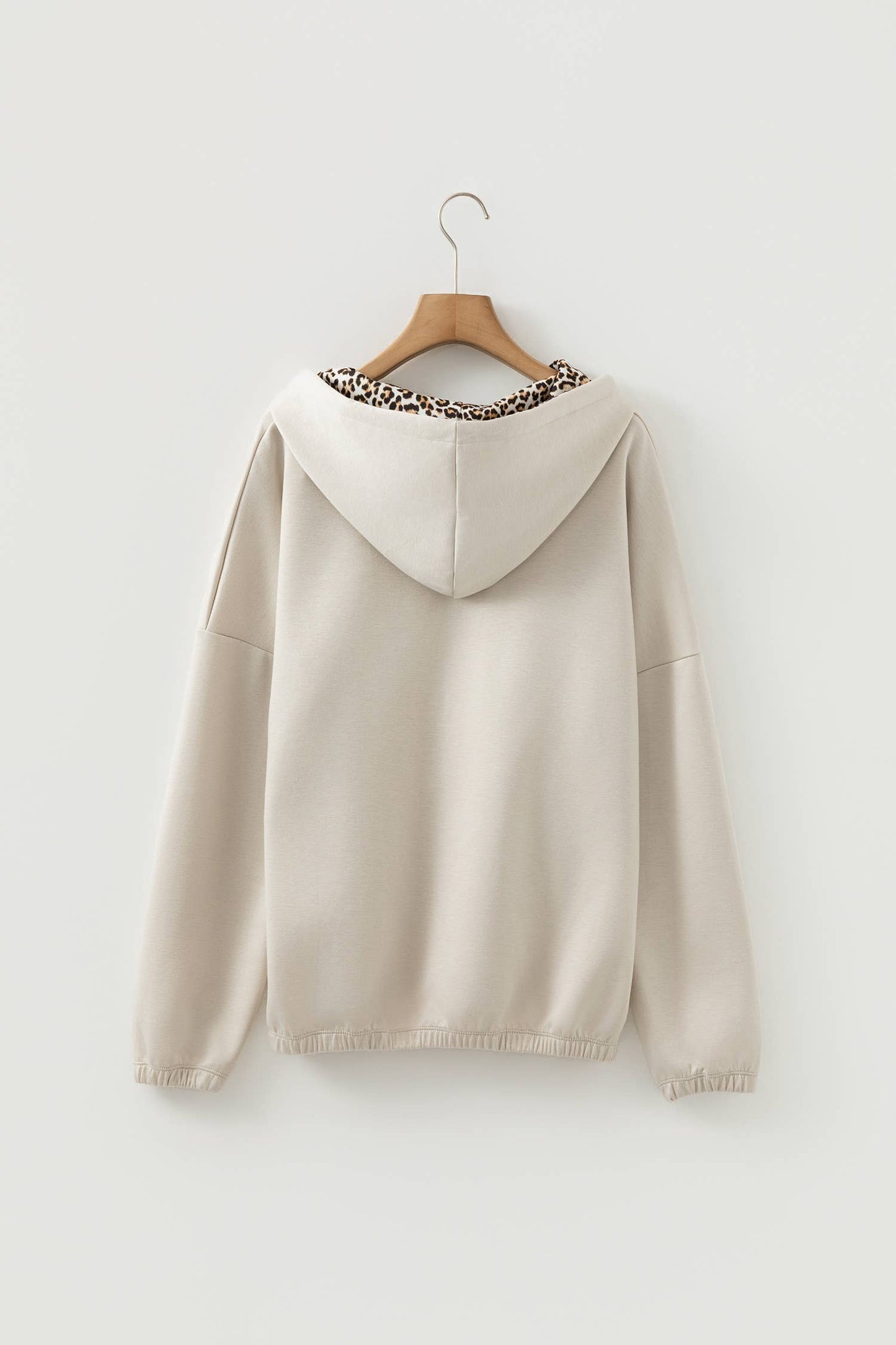 Spring 2026 Leopard Contrast Drawstring Hood Top (S-XL)