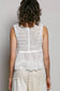 Boho Crochet Ribbon Motif Scalloped Trim Sleeveless Top
