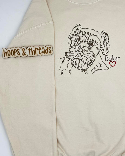 Custom Pet Portrait Embroidered Sweatshirt