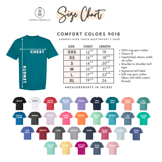 Blank Comfort Colors® Youth Heavyweight Tee – 9018