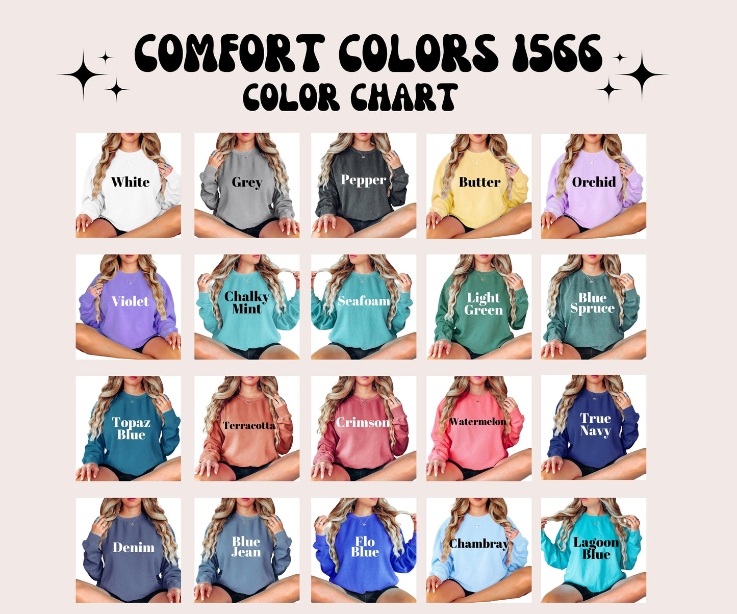 Blank Comfort Colors Unisex Garment-Dyed Crewneck Sweatshirt - 1566