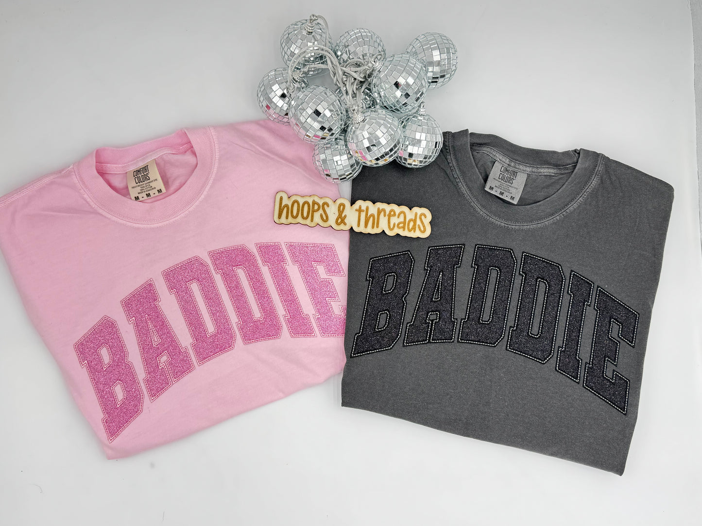 BADDIE Glitter Embroidered Tee – Statement Style