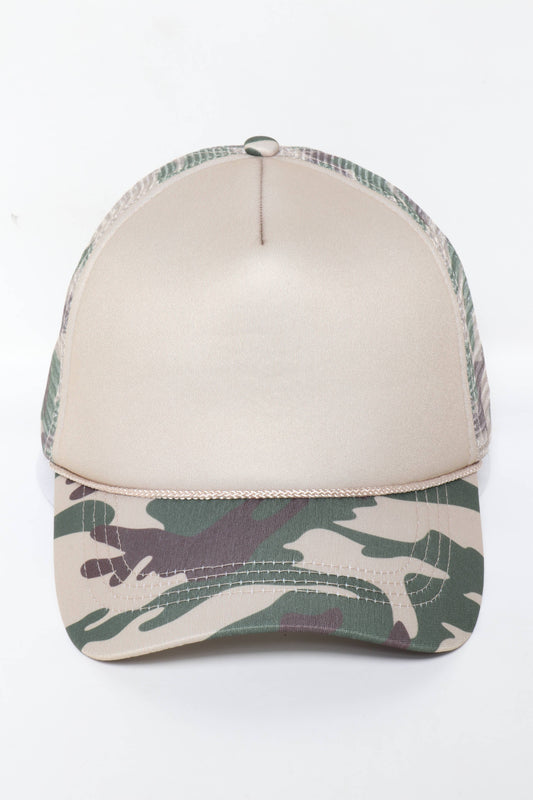 Camo Print Mesh Back Trucker Cap