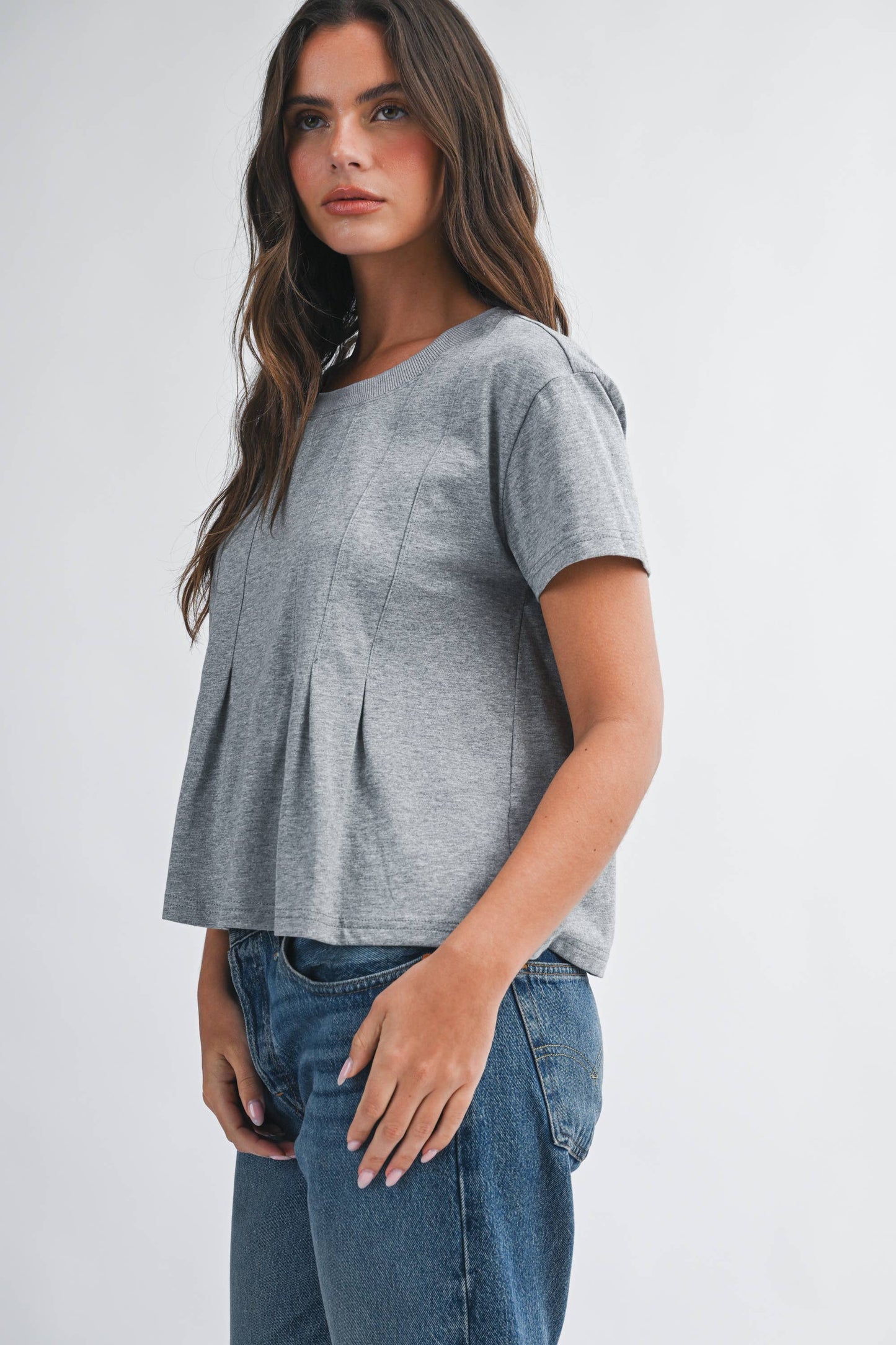 8613HK Pleated Swing Tee Top