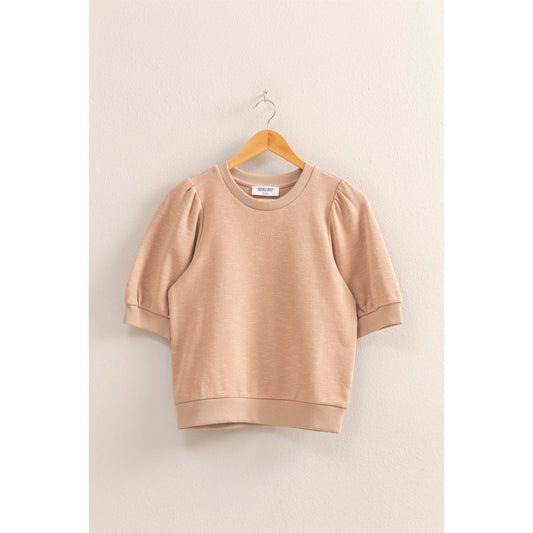 Puff Short Sleeve Crew Neck Top