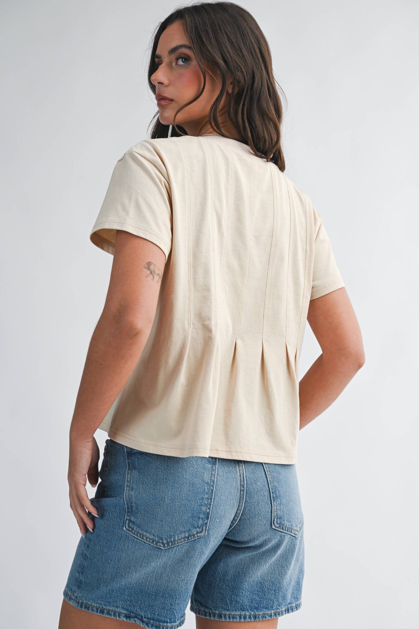 8613HK Pleated Swing Tee Top