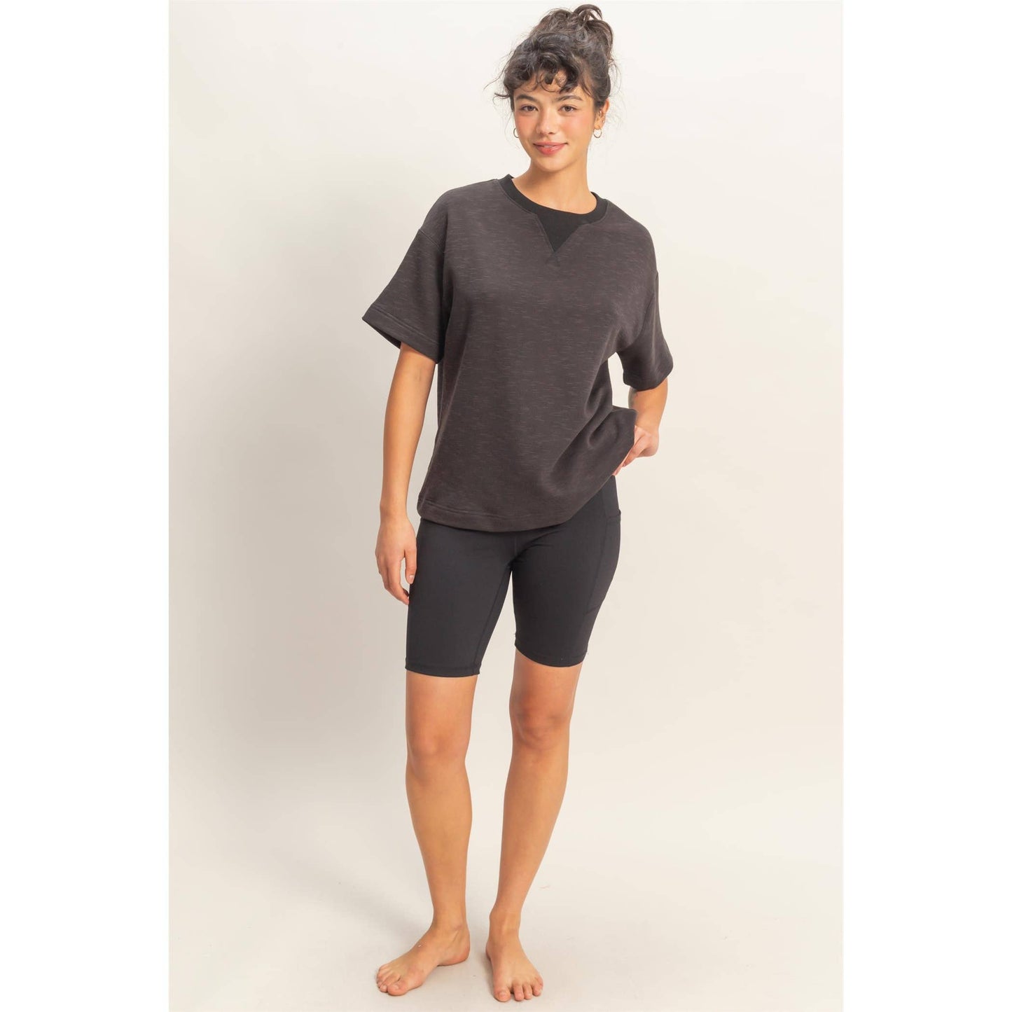 Crew Neck Short Sleeve Top