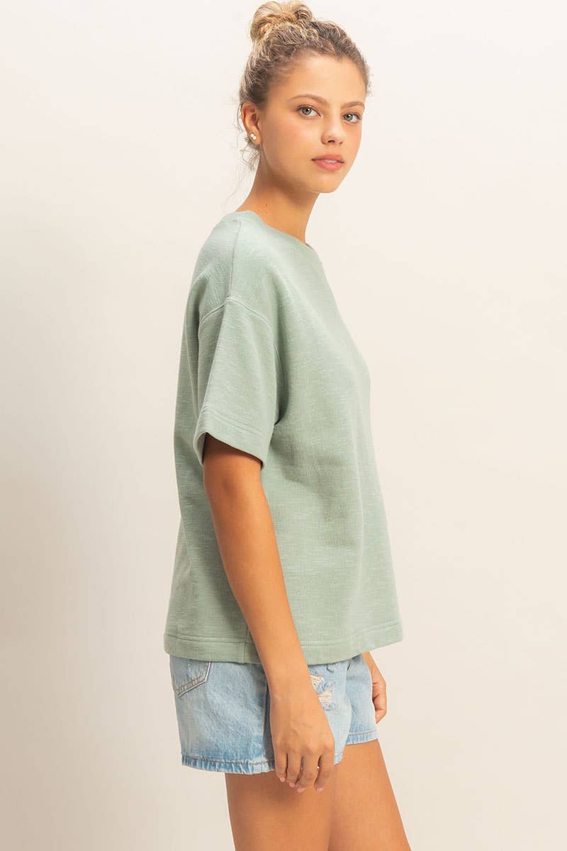 Crew Neck Short Sleeve Top