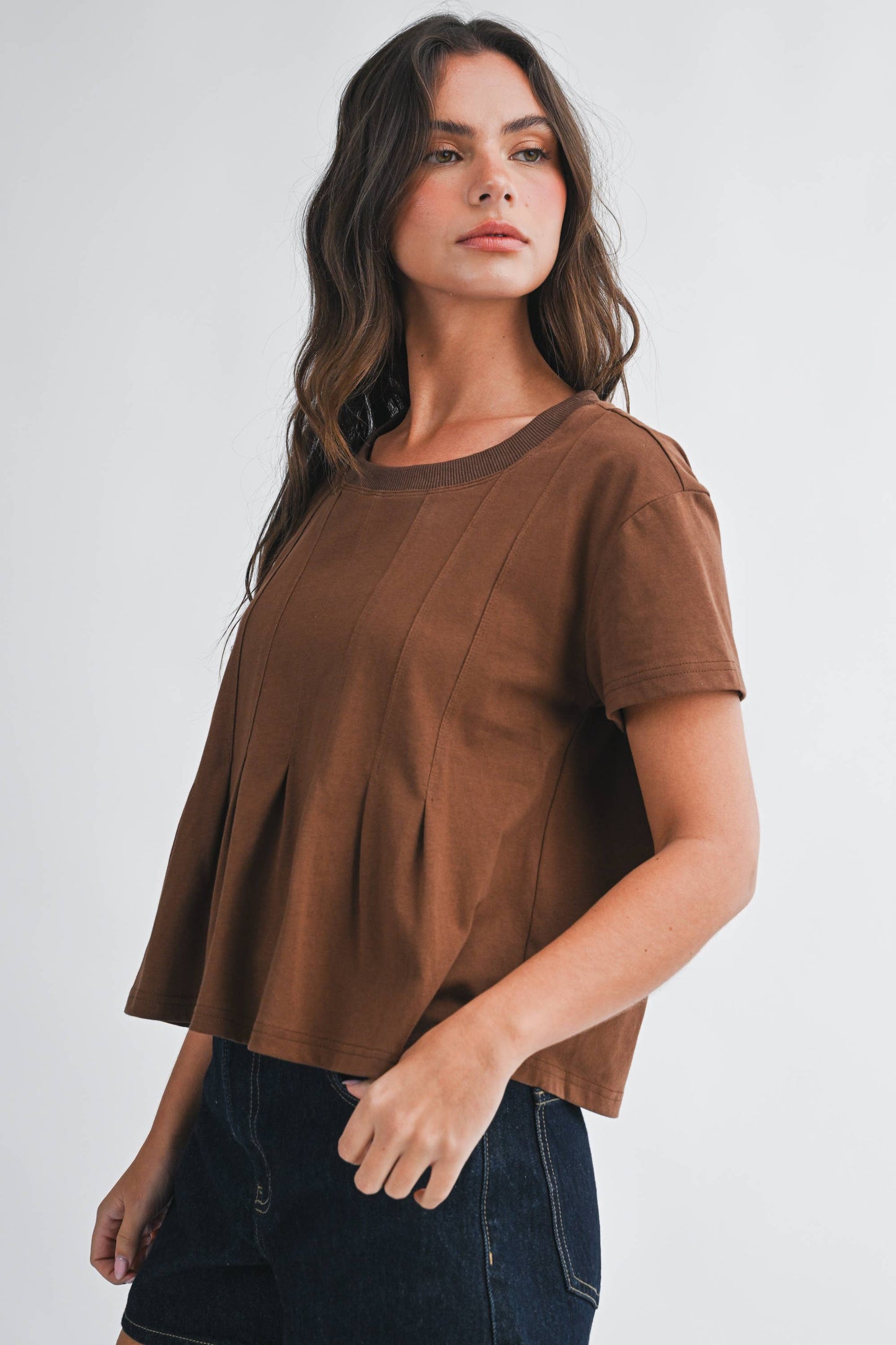 8613HK Pleated Swing Tee Top