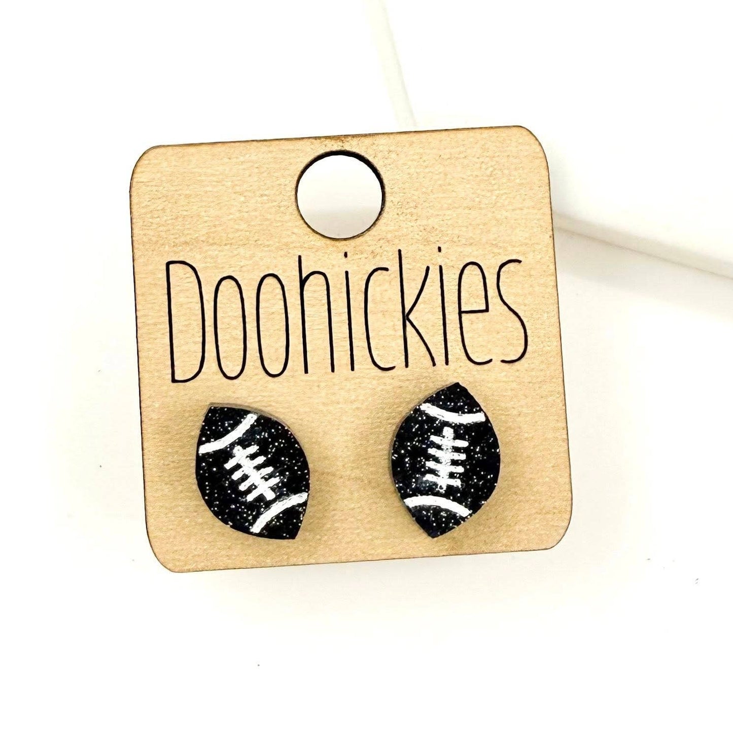 School Spirit Glitter Football Studs - Custom Spirit Earrings - 9 Color Options