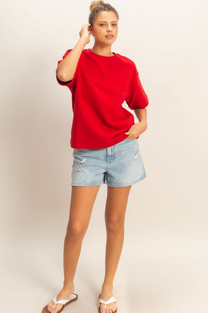 Crew Neck Short Sleeve Top