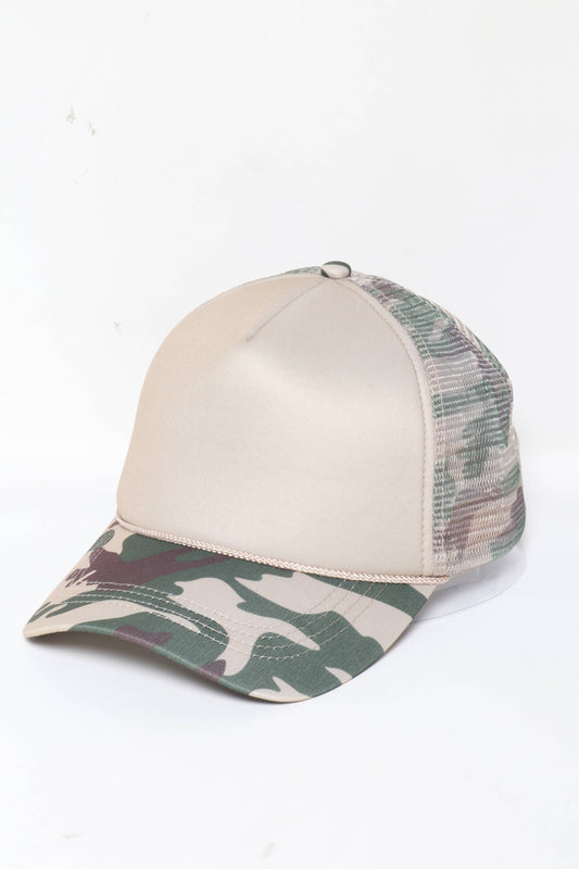 Camo Print Mesh Back Trucker Cap