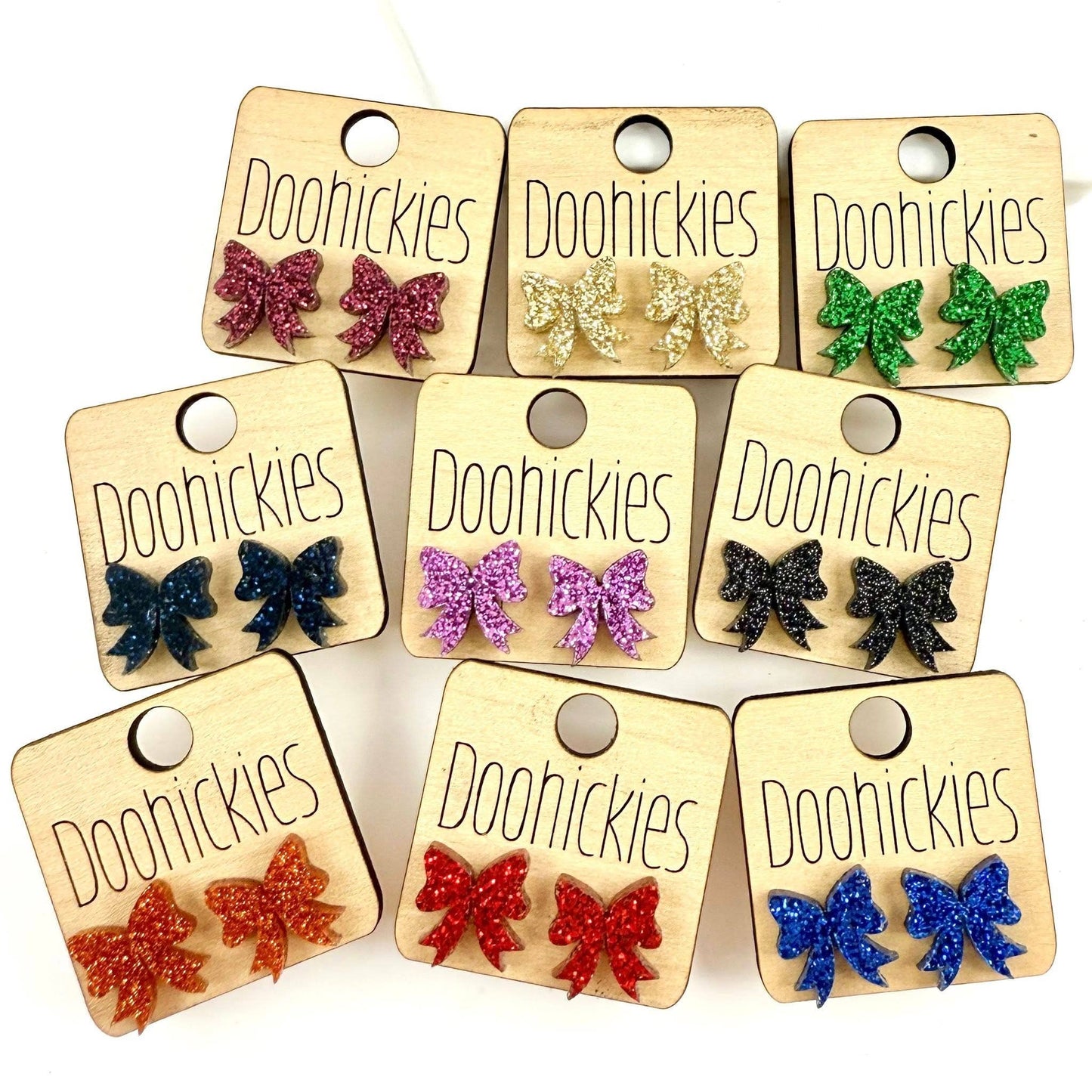 Glitter Bow Stud Earrings | Custom School Color Bow Earrings | 10 Color Options