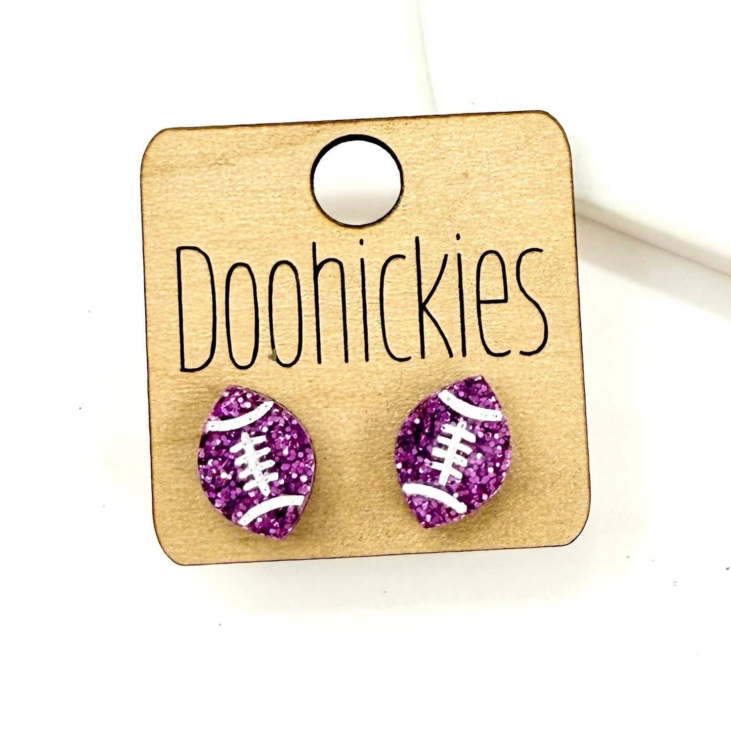 School Spirit Glitter Football Studs - Custom Spirit Earrings - 9 Color Options