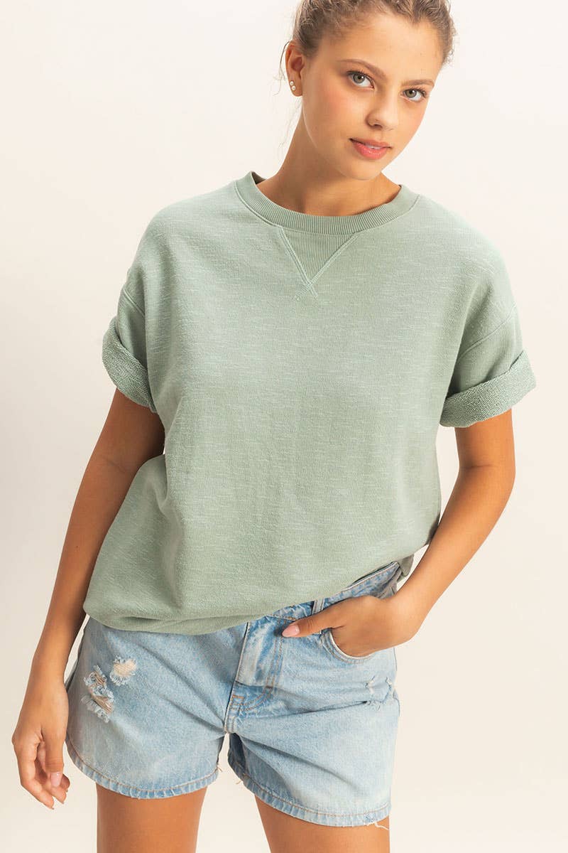 Crew Neck Short Sleeve Top