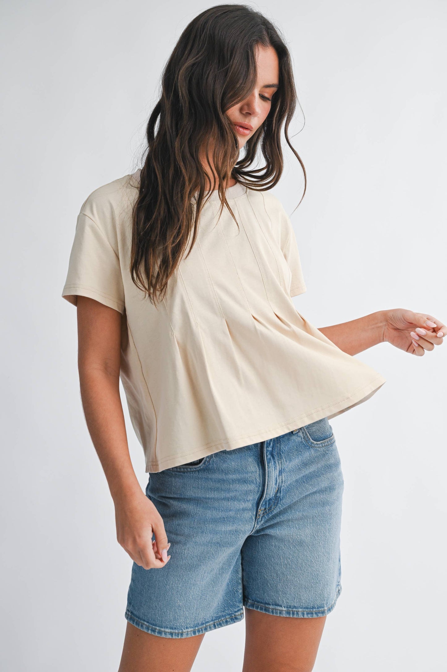 8613HK Pleated Swing Tee Top