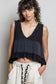 Sleeveless contrast thermal cropped babydoll top SALE
